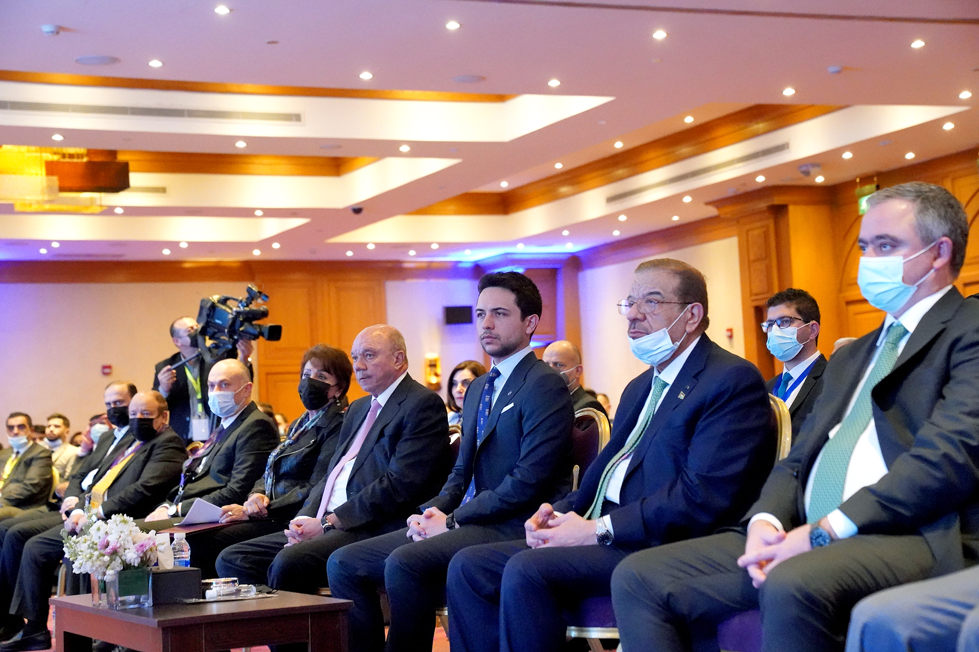 HRH Crown Prince Hussein attends the opening of the first National Youth Dialogue Conference, organised by the Senate’s Youth Dialogue Initiative Committee, at the Dead Sea on Sunday (Photo courtesy of Royal Court)